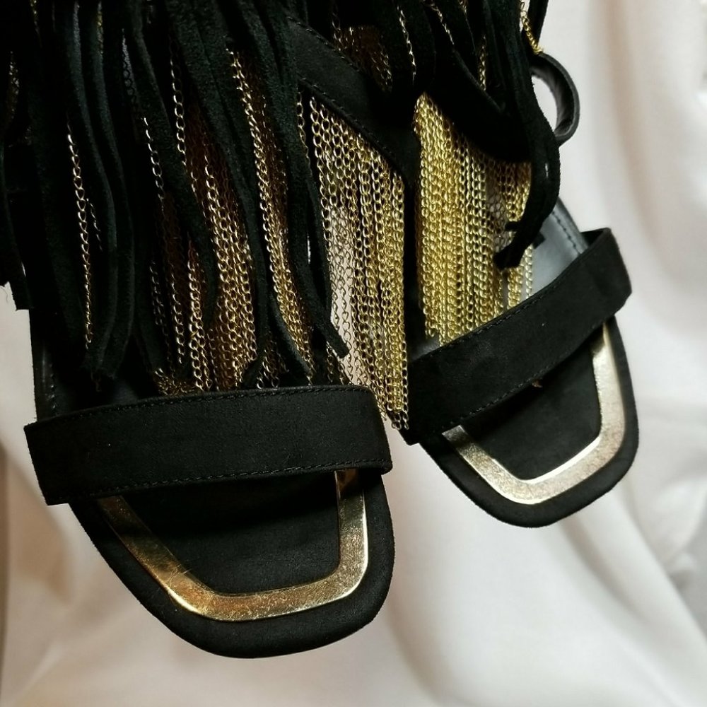 Express Runway Collection Gold Chain Fringes Stilettos Women's Heels Size 7 New - Picture 8 of 16